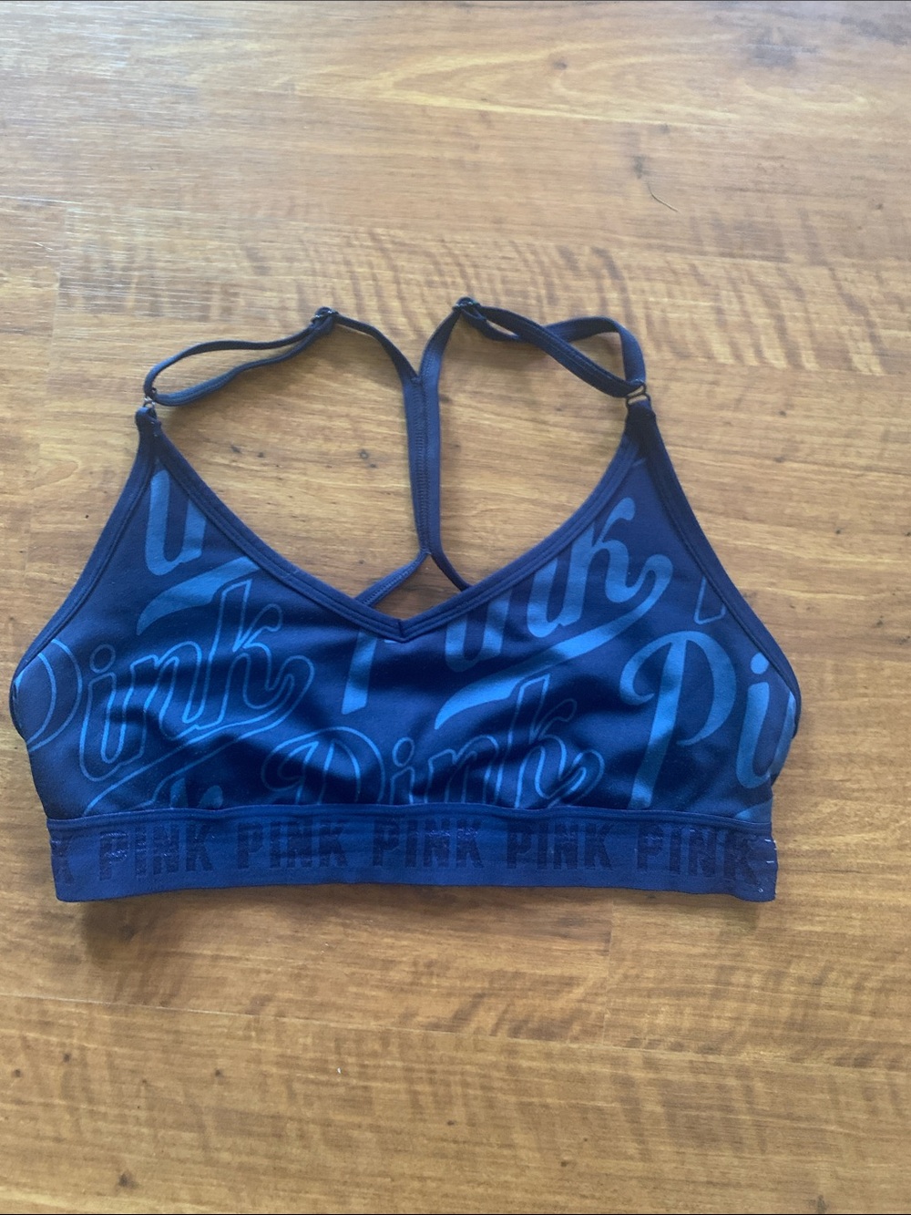 PINK Victoria's Secret Navy Script Logo Sports Bra